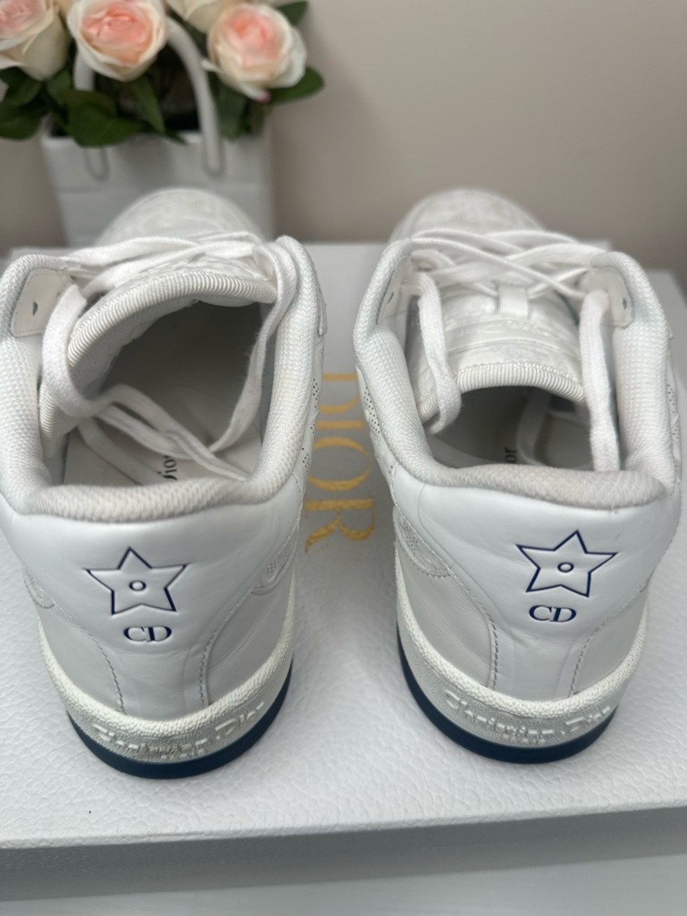 Christian Dior One Sneaker Oblique White Deep Blue Size 37.5 Authentic Luxury - Picture 12 of 16